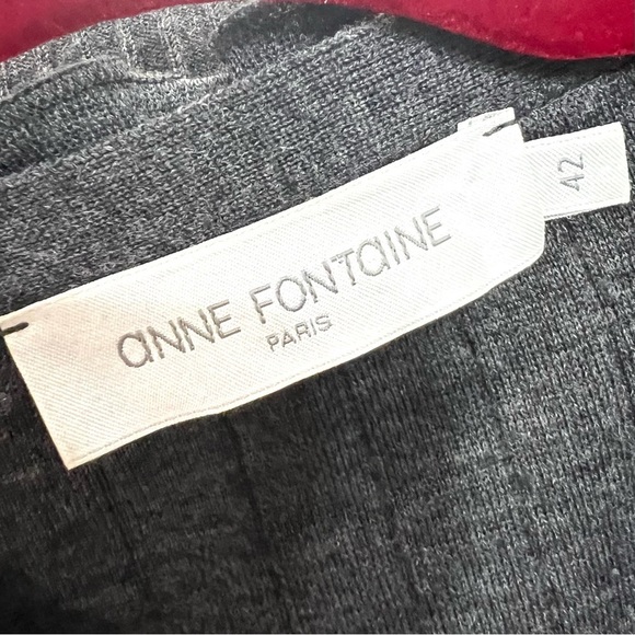 Anne Fontaine Charcoal Gray Wool Ruffle Accent Button Front Sweater Dress US 10 - Picture 8 of 9